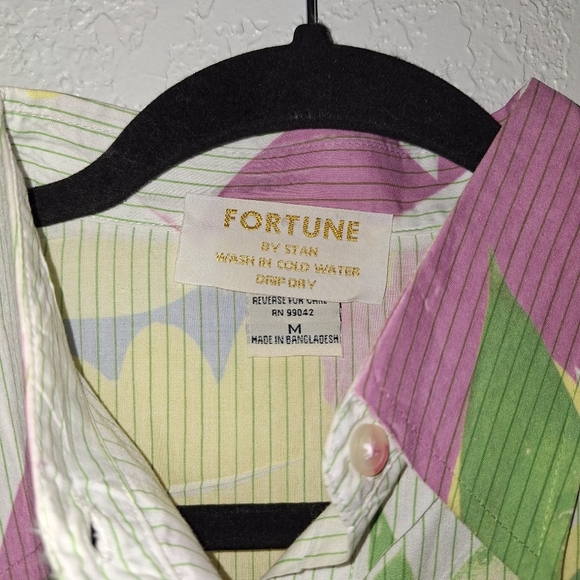 Fortune By Stan Bright Floral Print W/Rhinestones On Pocket Tunic Blouse Medium - Picture 5 of 9